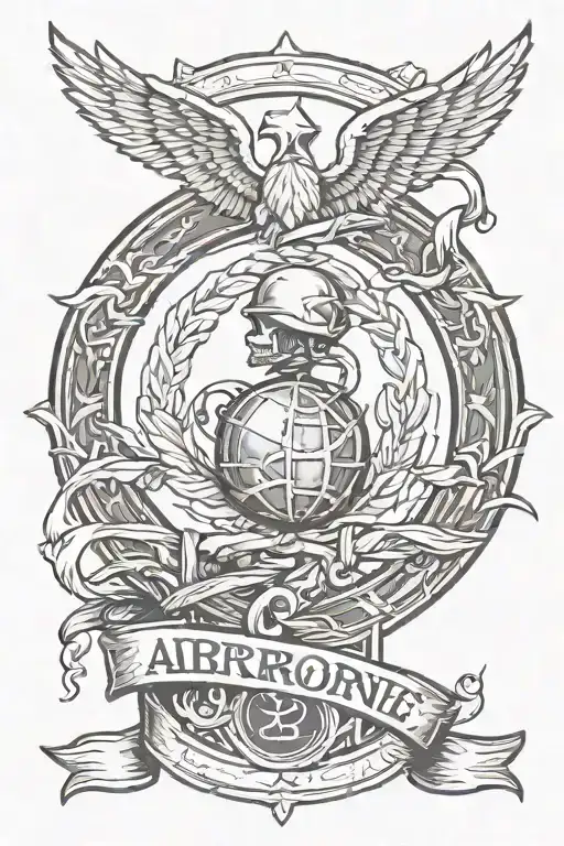 military 82 airborne symbol with fuck cancer awareness ribbon tattoo design idea