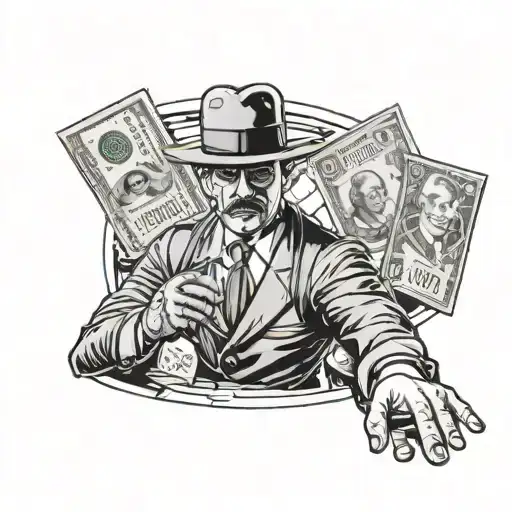mafia tattoo robber holding money tattoo design idea