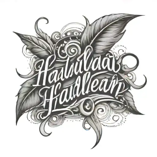 hallelujah in fine line cursive writing tattoo design idea