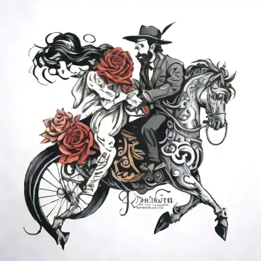 A vagabond soul in love with a woman who loves at the peak of love, lost in his own self in emptiness tattoo design idea