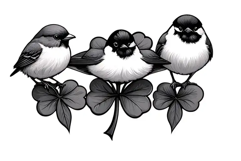 name incorporated, 5 leaf clover, three little birds tattoo design idea