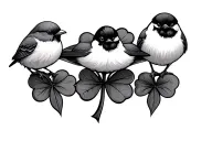 name incorporated, 5 leaf clover, three little birds tattoo design idea