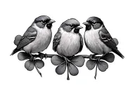 name incorporated, 5 leaf clover, three little birds tattoo design idea