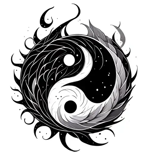 Twin Flame with yin yang design tattoo design idea
