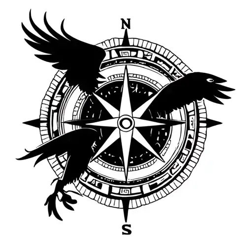 compass, greek statue, lines, simbol, eagle tattoo design idea