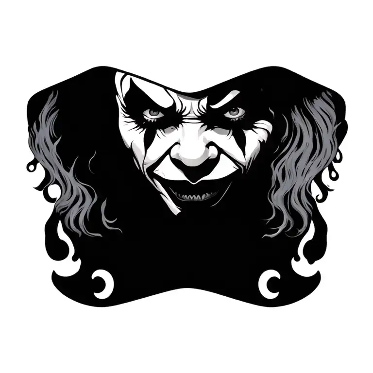 scary clown face tattoo design idea
