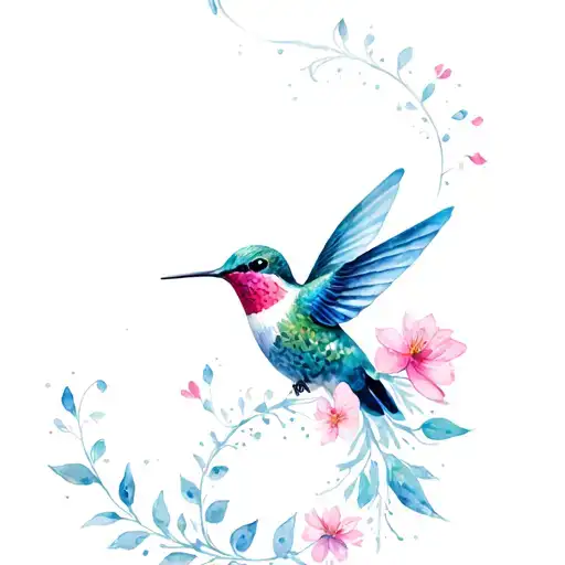 humming bird whis Flowers and mandala design tattoo design idea