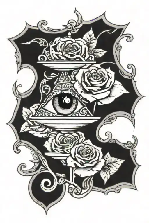 Libra eye and rose tattoo design idea