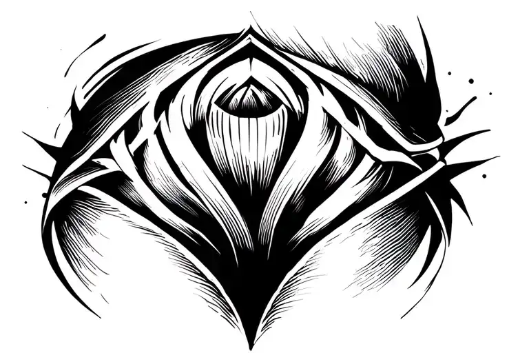 Generate a Taylor under the buttocks that shapes the buttocks with bold lines and sharp edges  tattoo design idea