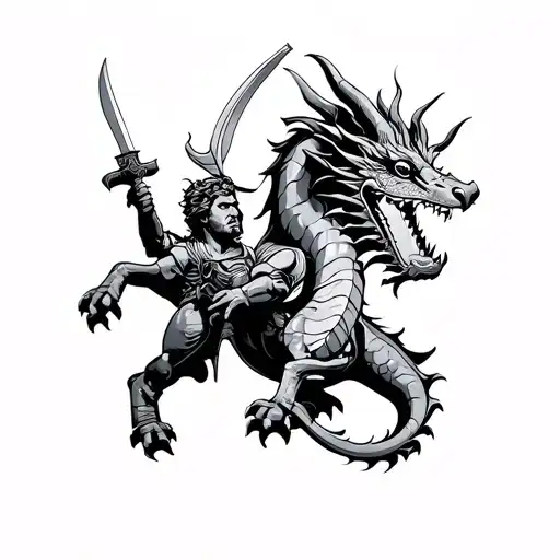 St George killing the dragon tattoo design idea