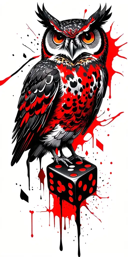 bullets owl eyes claws cards dice tattoo design idea