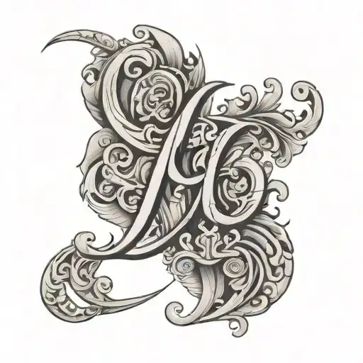 SH Y A initial in one tattoo style tattoo design idea