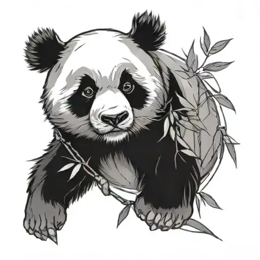 Panda Tattoo Sketch in Japanese Style tattoo design idea