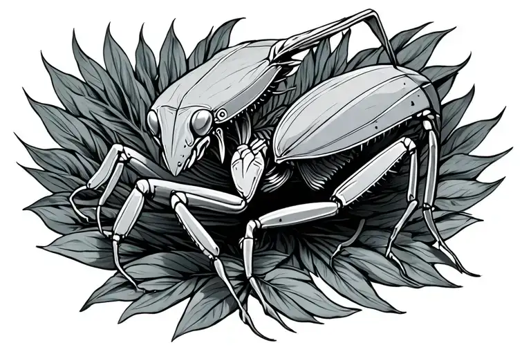 armored pray mantis tattoo design idea