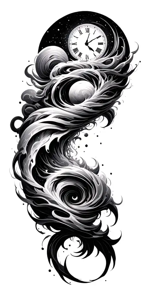 spiral, swirl, clouds, space, time tattoo design idea