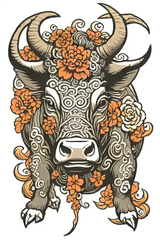 Chinese ox tattoo design idea