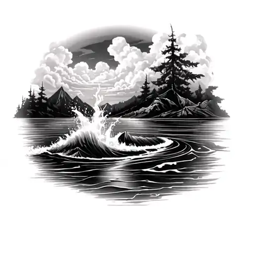 water transitioning into coudy sky tattoo design tattoo design idea
