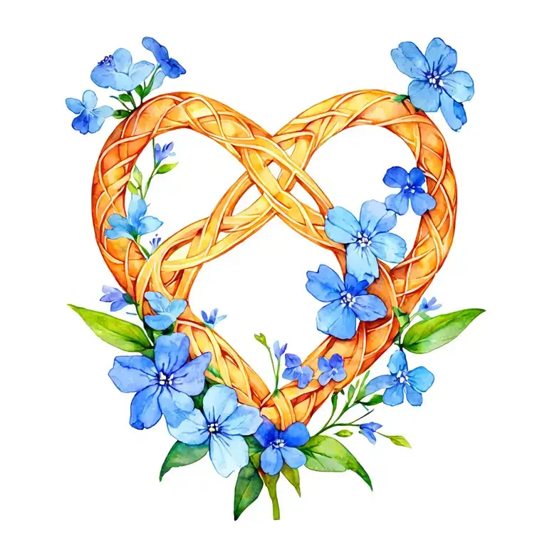 celtic heart knot and forget me not flowers tattoo design idea