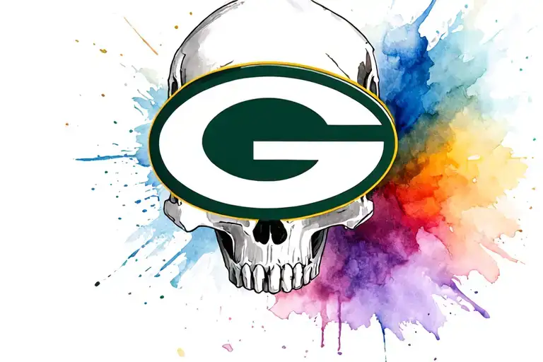 green bay packers logo skull tattoo design idea