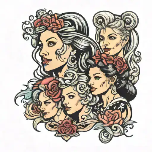 military mother  daughter sister and grandmother tattoo design idea