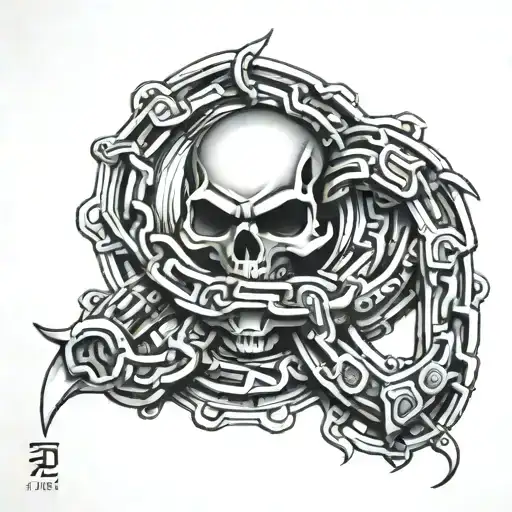 w23 in bike chain forming the shape tattoo design idea