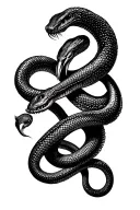 double headed snake slithering around evil  tattoo design idea
