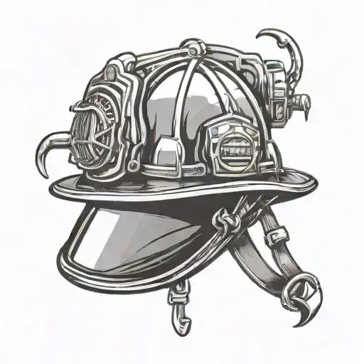 firefighter helmet hanging tattoo design idea