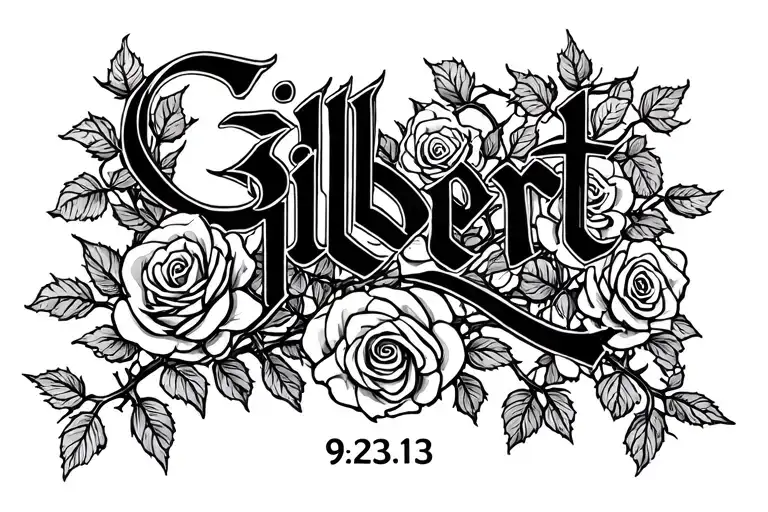"Gilbert 9.23.13" rose bush with thorns tattoo design idea