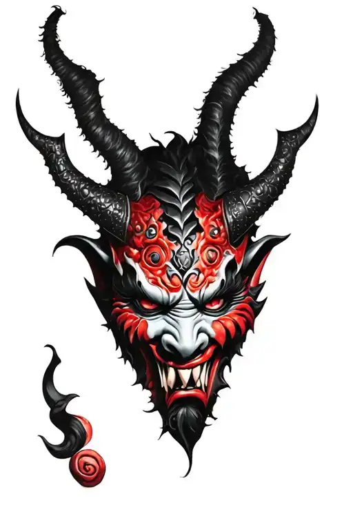 oni demon mask tattoo design idea