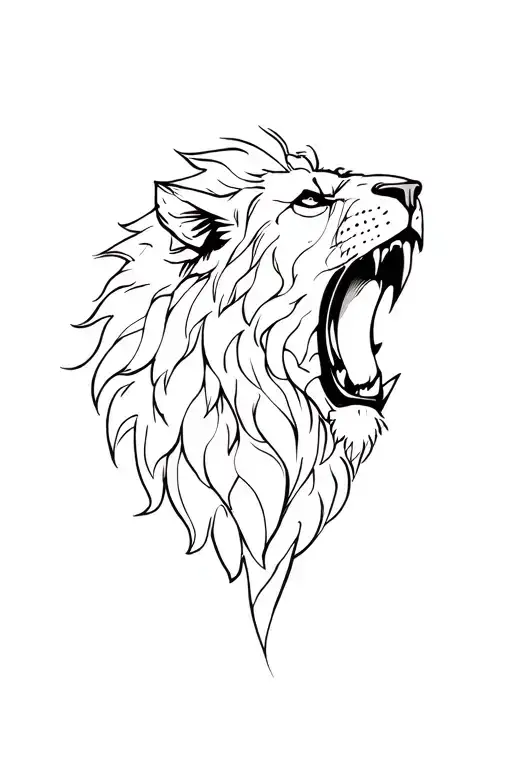 lion roaring tattoo design idea
