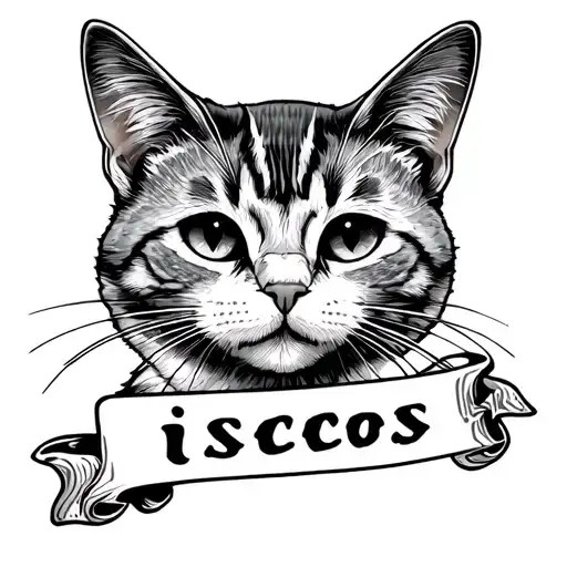 a fine line tattoo with a cat that's made from the word "pisicos" tattoo design idea