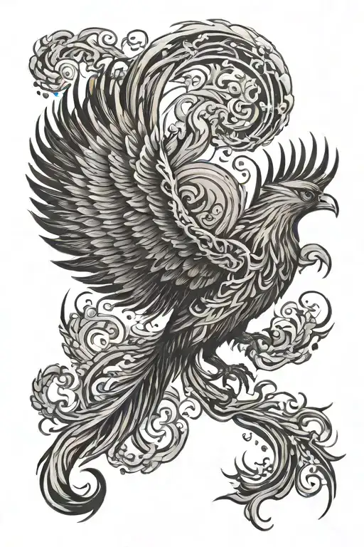 ### Phoenix Tattoo Flying Between Mountains on the Back**1. Phoenix**- **Details:** Phoenix can be designed with larg tattoo design idea