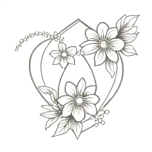 teardrop diamond with daisy chain tattoo design idea