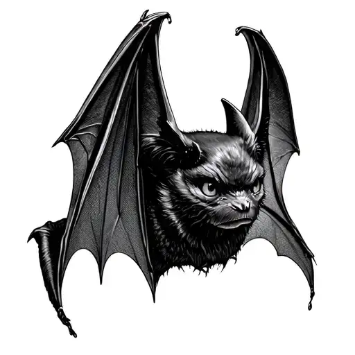 Bat with open wings with design wings tattoo design idea