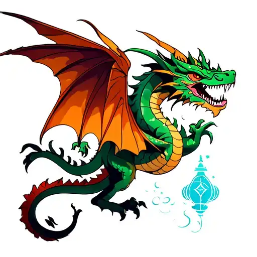 dragon flying around aquarius tattoo design idea