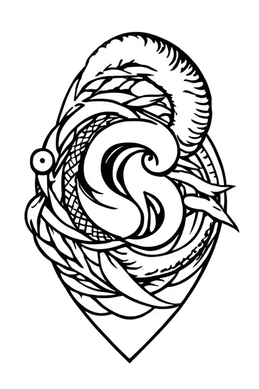 Aries with Libra and pisces combination  tattoo design idea