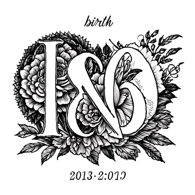 initials with birth date tattoo design idea