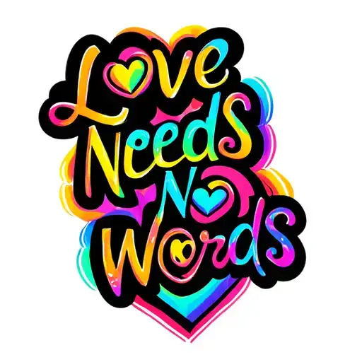"Love needs no words " autism heart rainbow colors tattoo design idea