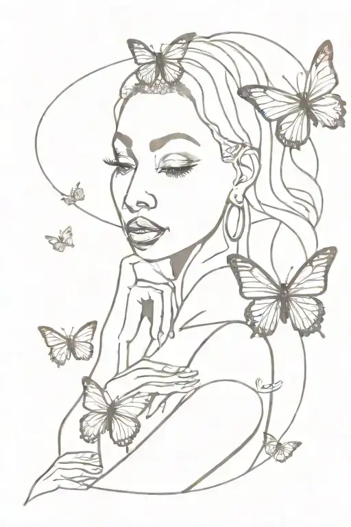 Schmetterling Frau Mandela design with elements tattoo design idea