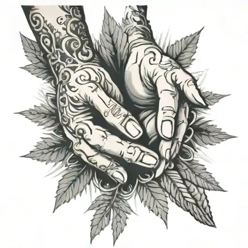 pray hands with weed tattoo design idea