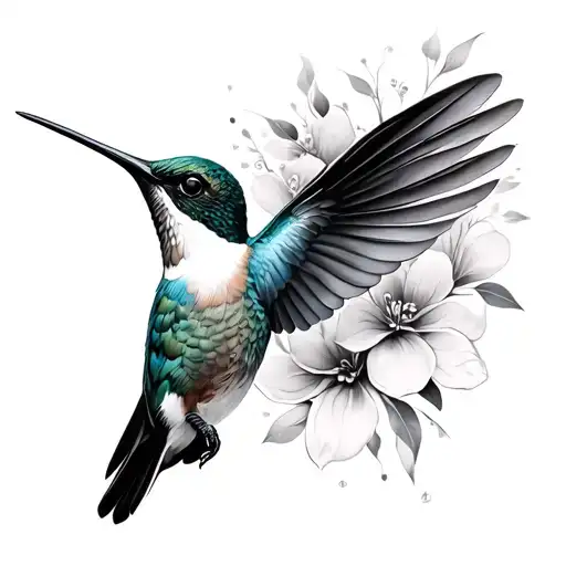 Delicate Hummingbird tattoo design idea
