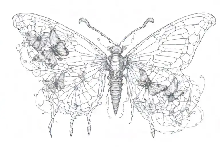butterfly skeleton made of scorpions tattoo design idea