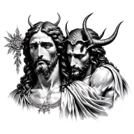 Jesus and devil tattoo design idea