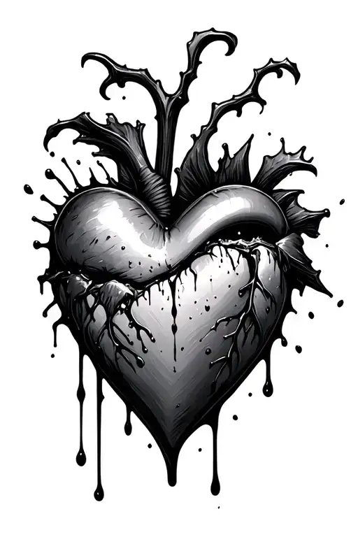 Bloody Valentine heart with I tattoo design idea
