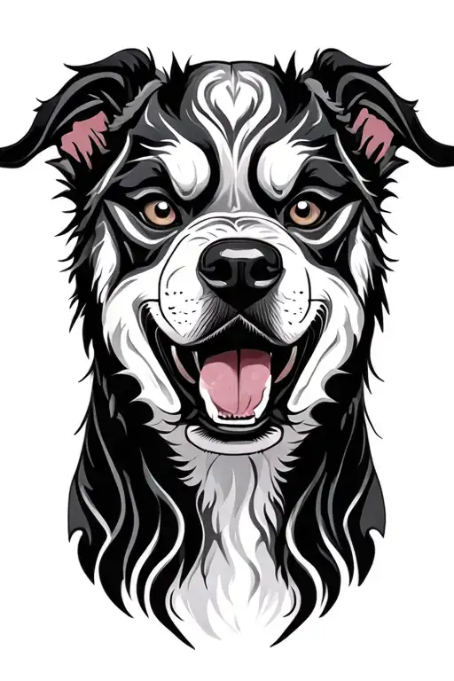 oni mask on a dog wearing tattoo design idea