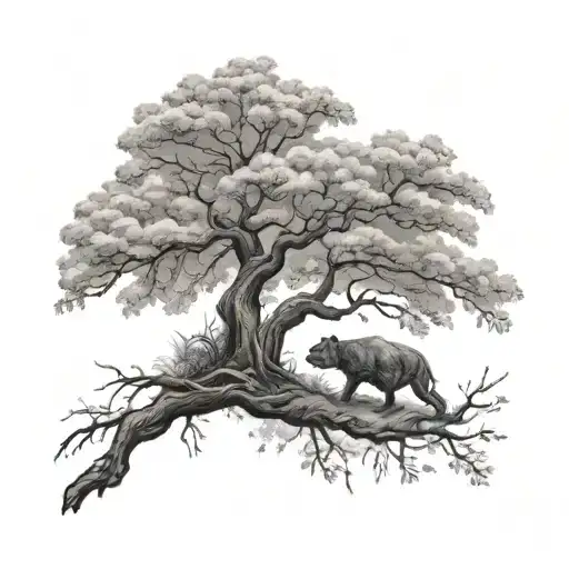 Ellie tattoo from last of us 2 mixed with cherry blossom tree tattoo design idea