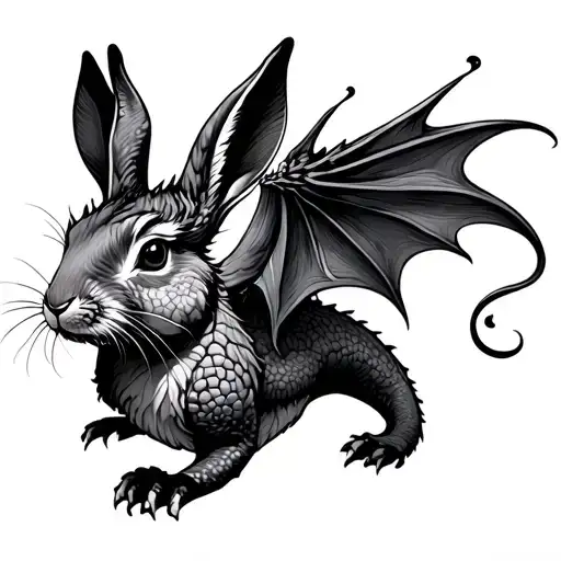 Rabbit And Dragon tattoo design idea