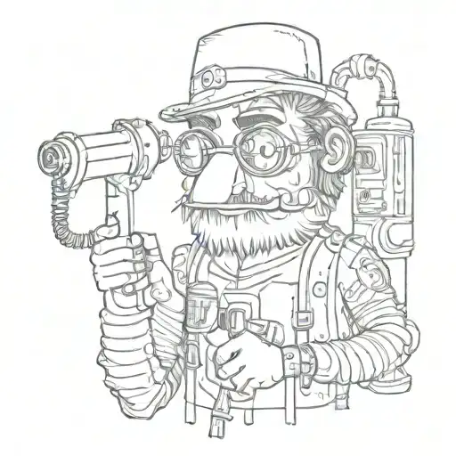 puppet with a petrol pump tattoo design idea