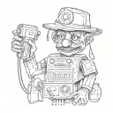 puppet with a petrol pump tattoo design idea