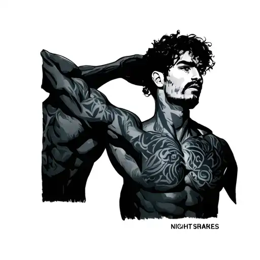 Two men nights. back muscles tattoo design idea